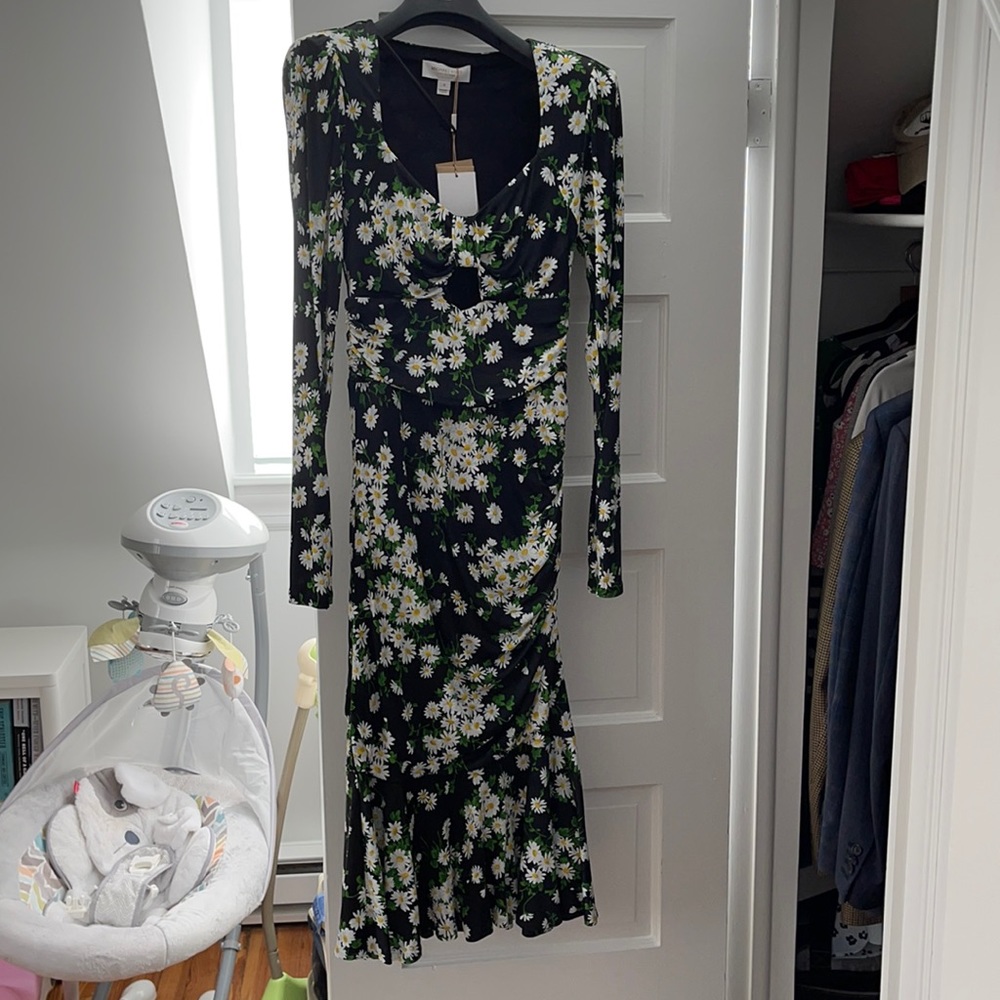 Michael Kors Daisy Satin Jersey Ruched Dress, size 8, never worn with tags